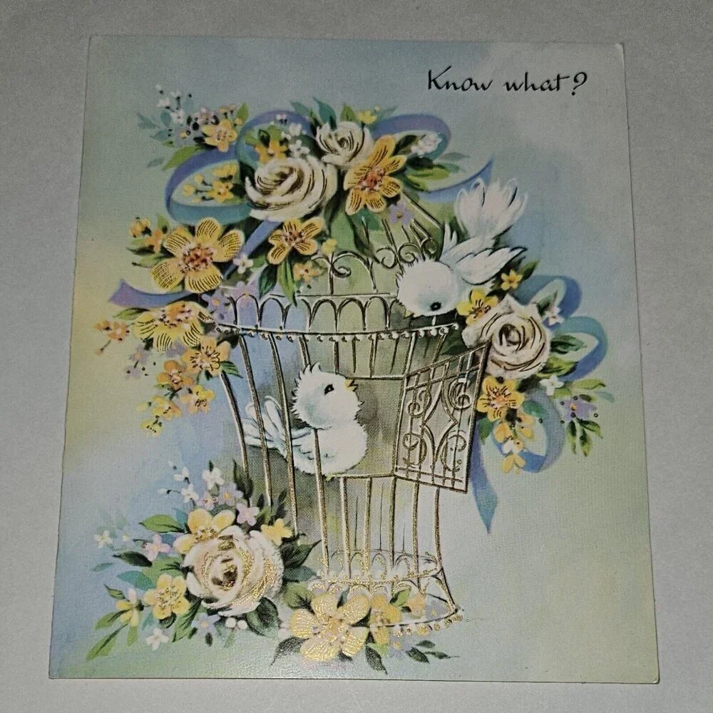 3 VTG Happy Birthday Greeting Cards Lot Floral Lake Birds Puppies NEVER USED